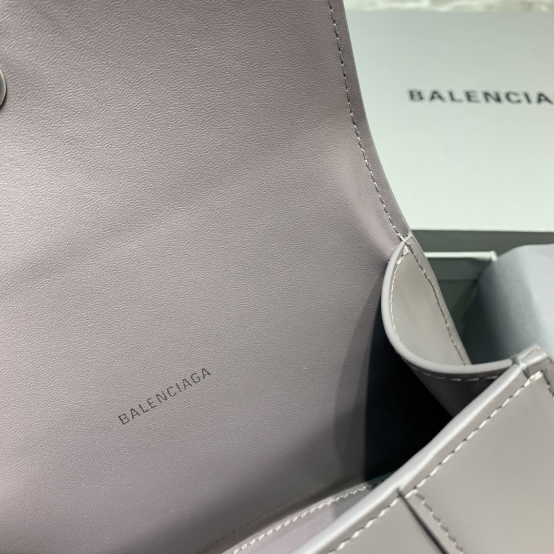 Balenciaga Hourglass XS Handbag Box Calfskin Shoulder Bag Dark Gray